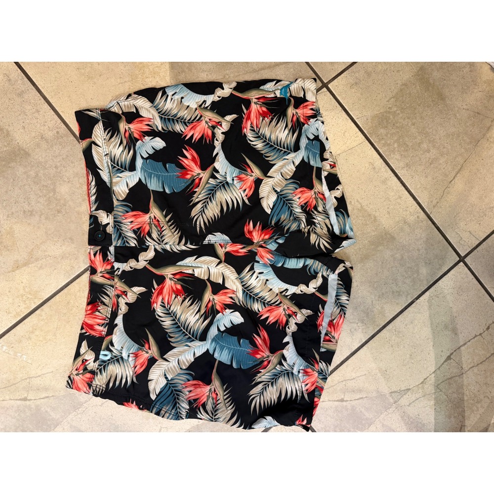 Tommy Bahama Mens Tropical Bird of Paradise Swim Trunks Black XL